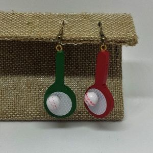 1990s Vintage Tennis Racket Dangle Earrings
